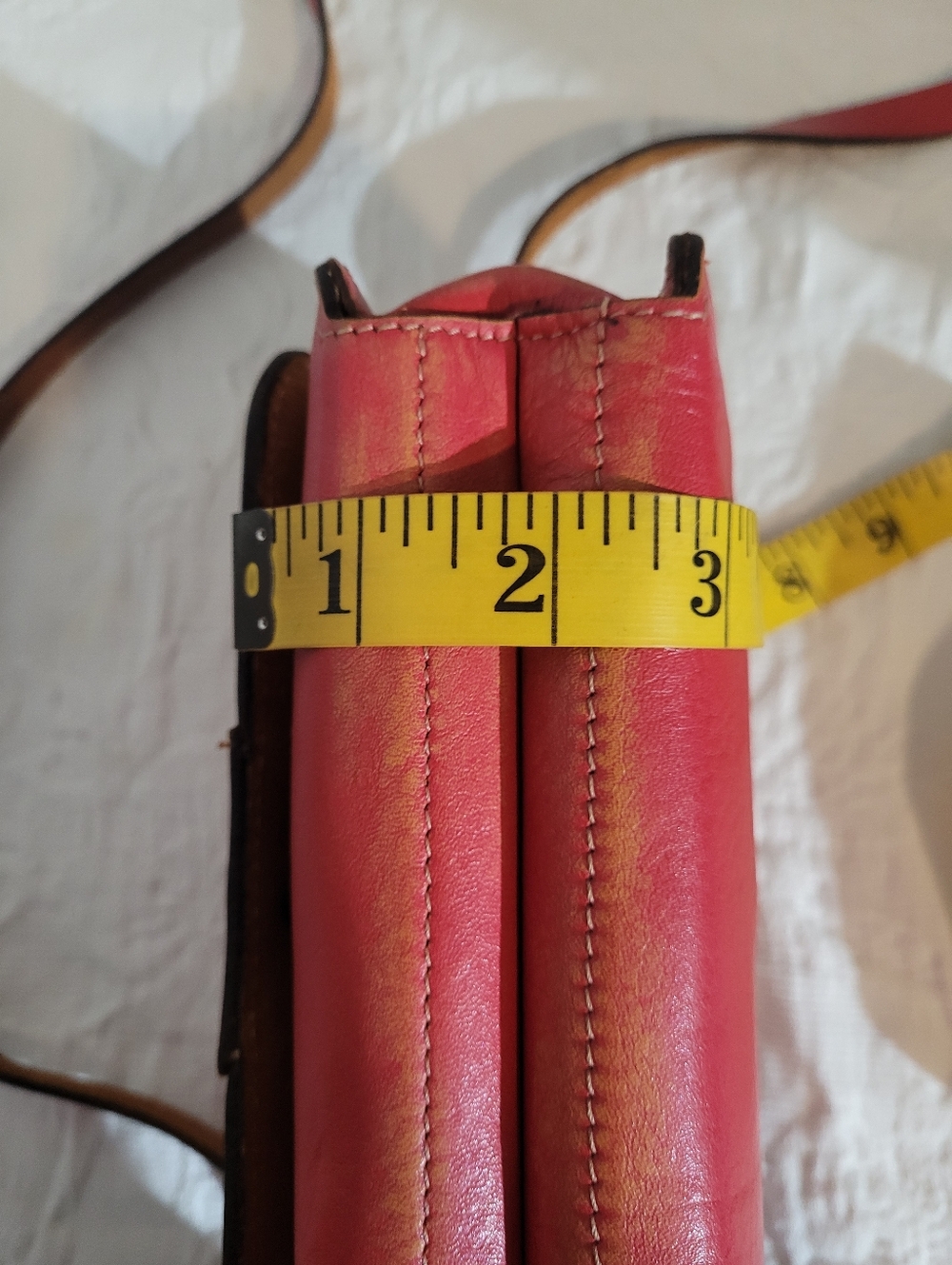 Patricia Nash Red Tan Distressed Leather Small Adjustable Crossbody Bag - Picture 15 of 15
